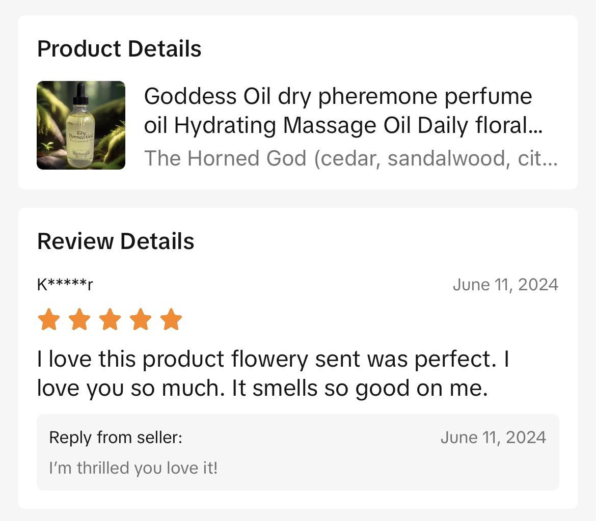 Goddess Body Oil Summer Beltane Collection Body Care Floral Sunflower Blend scented natural glitter