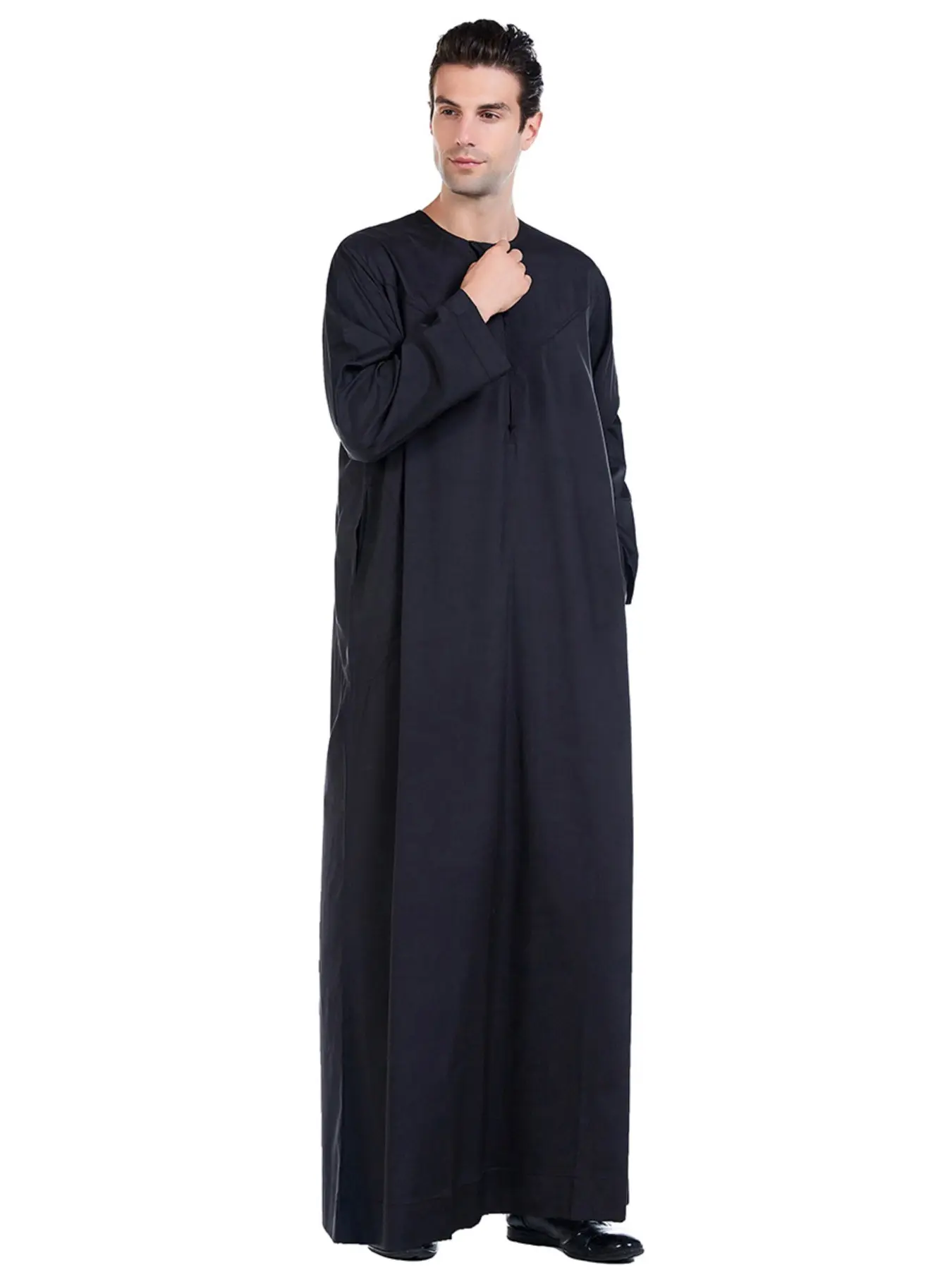 Muslim Middle East Men Embroidered Robe, Traditional Arabic Clothing, Comfortable Long Sleeve, Perfect for Daily Wear