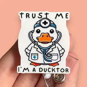 Glitter My Badge Silly docotor badge reel for doctors hospital workers. Badge clip Badge pull - Retractable swivel clip with a 360 rotation. Great gift for coworker.