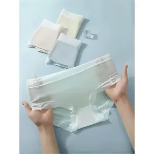 Breathable Seamless Briefs Nude Feel Invisible Mid-Rise Breathable Skin-Friendly Elastic Comfortable Quick-Drying Yoga Sports 100% Crotch, Women'S Underwear And Panties