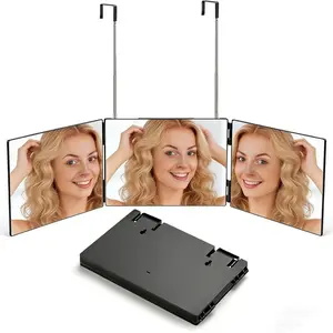 3-Sided Mirror Unisex, Tri-Fold Self-Trimming Mirror, 360° View Adjustable Hook, Anti-Fog HD Glass for Shaving, Makeup, Travel Friendly Beauty Tool
