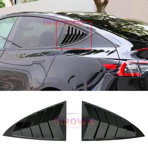 FITS 2017-2024 TESLA MODEL 3 GLOSSY BLACK SIDE WINDOW LOUVER VENT COVER SET