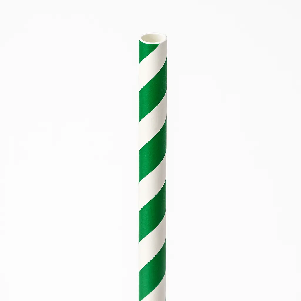 Green and White Striped Paper Straws