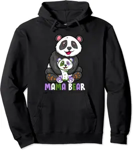 Mama Bear Panda Genderqueer Pride Mom Hugs Pullover Hoodie - Parisbus Shop 90B098TRLGZM