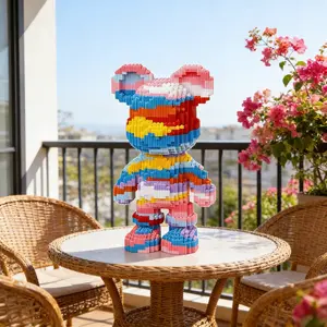 Cute Rainbow Bear 3D Puzzle Building Blocks Decoration, Bookshelf Home Office Cabinet Decor, Party Living Room TV Stand Display Gift