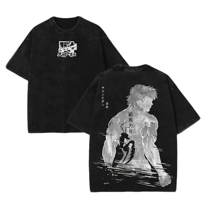 Retro Heavy Limited Baki Hanma Ver3 - Baki Hanma Vs Kengan Ashura Anime Double Printed Vintage  Washed Tee Unisex Oversize Anime Manga Washed Heavyweight Cotton T-shirt, Anime Lover