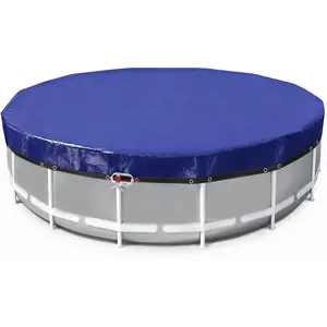 15 Ft Pool Covers for Above Ground Pools with Automatic Siphon Drain, Extra Thick Heavy-Duty Round Winter Pool Cover, Stop Waterlogging, 2-in-1 -Proof UV-Resistant Pool Tarps with Pulley and Cab
