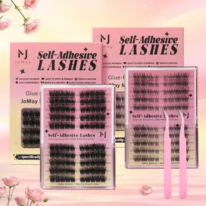 JoMay Beauty DIY Eyelash Cluster Kit Press-On Lash Kits Self-Adhesive No Glue Needed Wispy Spiky  Beginner Friendly Sensitive Eyes Safe 24H Hold Free Tweezer Included 2025  Lightweight