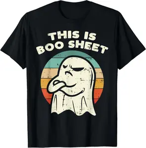 100% Cotton Fashion Garment This Is Boo Sheet Ghost Retro Halloween Costume Men Women T-Shirt