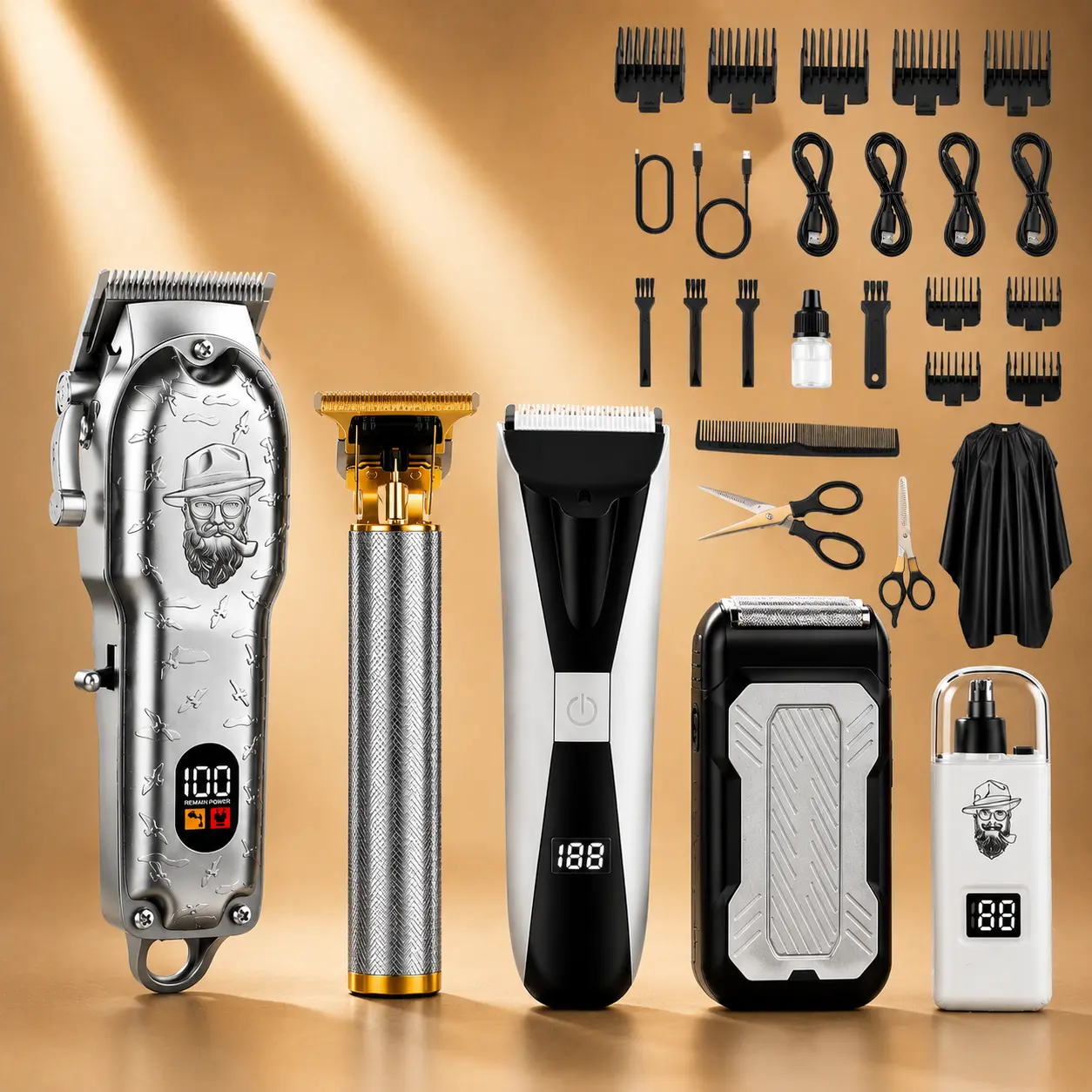 5-in-1 Grooming Kit for Men, LQT Professional Hair Clipper, Beard Trimmer, Nose Trimmer & Shaver summervibes