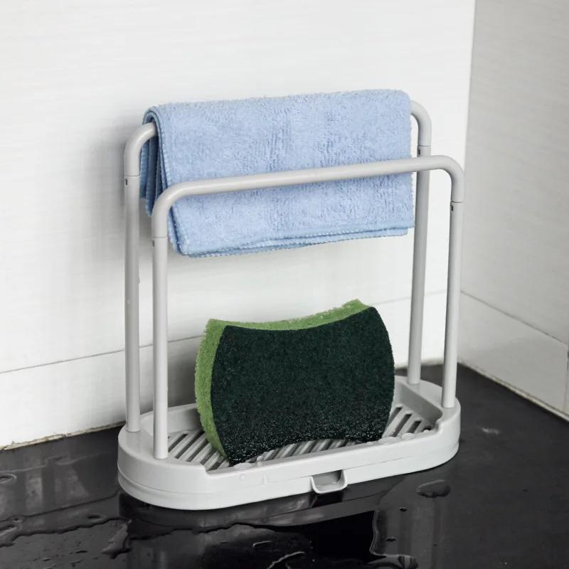 1PCS Detachable Kitchen Dishcloth Holder Rag Hanger Sink Sponge Holder Storage Rack Shelf For Bathroom Scrubber Brush Organizer