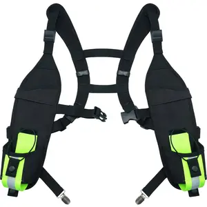 KUNN Universal Double Radio Shoulder Harness Holster with Reflective Pocket,Two Way Radio Holder for Motorola,Baofeng, no Chest Strap Walkie Talkie Holder