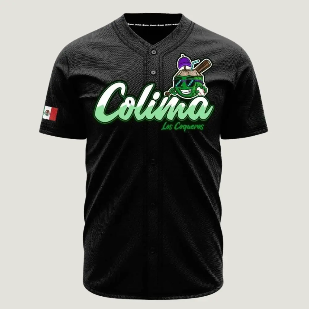 Colima Los Coqueros Baseball Jersey – Mexico Heritage Button-Up Sports Shirt, Breathable Mesh Athletic Jersey, Mexican Heritage Fan Apparel, Game Day Uniform