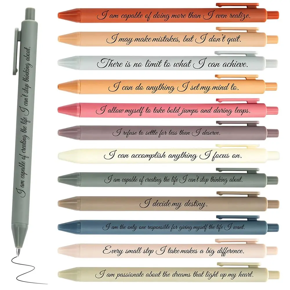 12/24/36 Pcs Positive Affirmation Pens, Ballpen Set, Fun Pens, Retractable Motivational Ballpoint Pens, Birthday Pens, Ballpoint Pen Gifts, Inspirational Gift for Staff, Teacher, Coworker, Employee Appreciation, School Office Home, Ballpoint Pen Kit