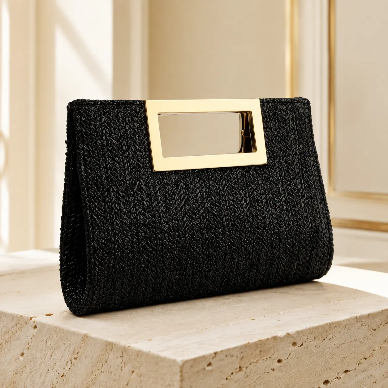 Chloë Edits Woven Day-to-Night Clutch Women's Clutch Bag with Removable Strap & Lace Trim - Detachable Crossbody/Handbag Suitable for Parties, Ramadan, Weddings, Mother's Day Gift, Luxury European Style, //Buckling Hardware Closure
