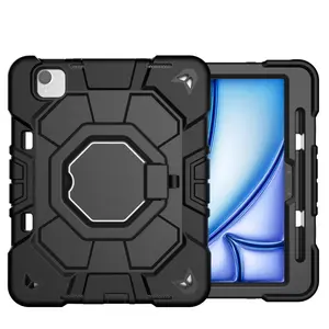 Tablet Case For iPad Pro 11in 2024 M4 / Pro 11in 2025 M5 New simple solid color with pen case Multi-functional anti-slip and anti-fingerprint tablet computer case with stand Multiple color options Sturdy protection This product does not include pen