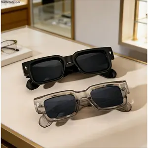 2-Pack Retro Square Sunglasses for Men & Women, Black & Clear Transparent Frames, UV400 Protection Y2K Trendy Shades, Lightweight Fashion Eyewear Perfect for Summer Beach, Travel, Streetwear & Daily Outfits