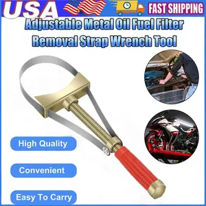 USA NEW Auto Car Diameter Adjustable Oil Filter Removal Strap Wrench Tool Hand Tool for Efficient Oil Change