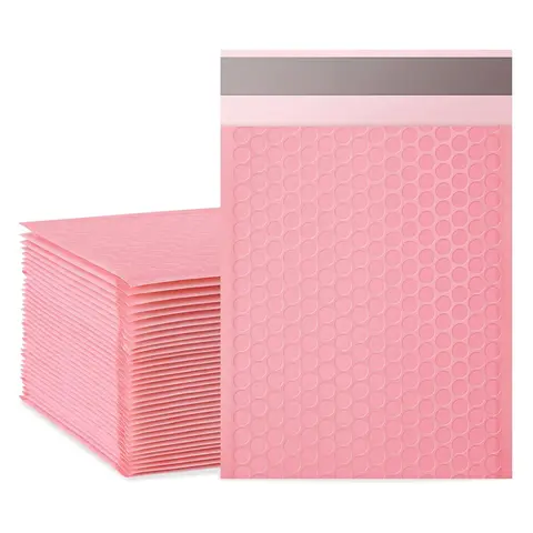 Pink Poly Mailers Padded Envelopes - 5x6 In Durable Plastic Shockproof Postal Mailing Bags, 25 Pcs/25-50 Count Courier Shipping Supplies for Office Orders