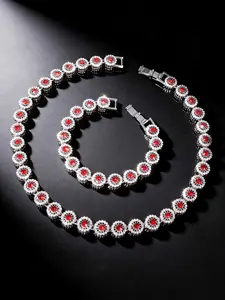 Hip Hop Fashion Tennis Chain Set, Miami Cuban Link Necklaces & Bracelets, Colorful Summer Beach Jewelry, Ideal Gifts for Birthdays & Christmas