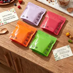 2026New reusable upgraded thickened upright aluminum foil sealing storage bags, with labels and zipper locks, suitable for washable kitchen items like vegetables, fruits, and meat