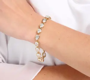 Diamonique Classics Pear Bezel Set Tennis Bracelet, Sterl