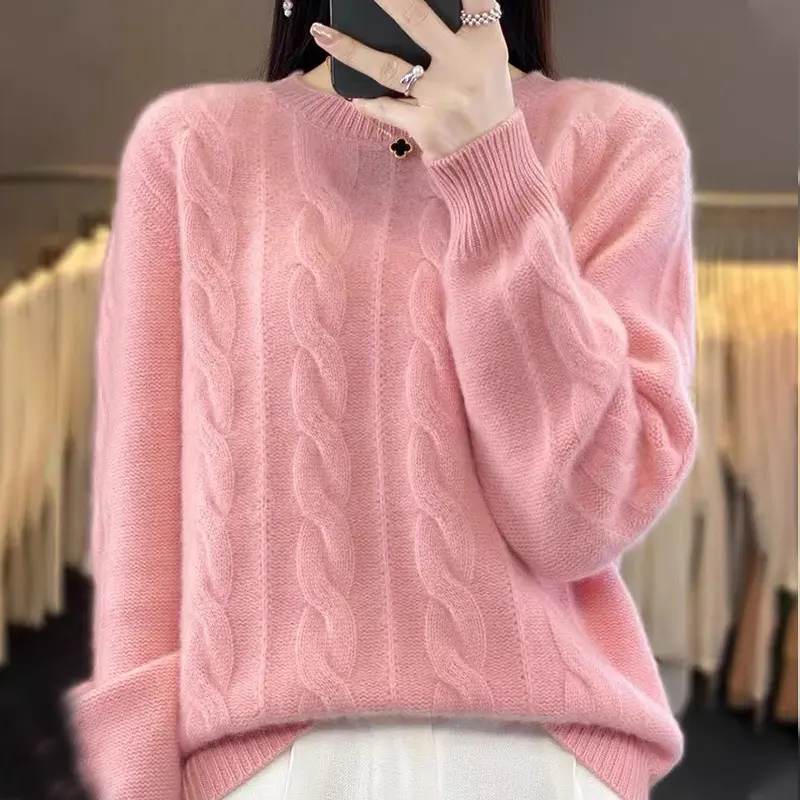 Round neck pullover pink