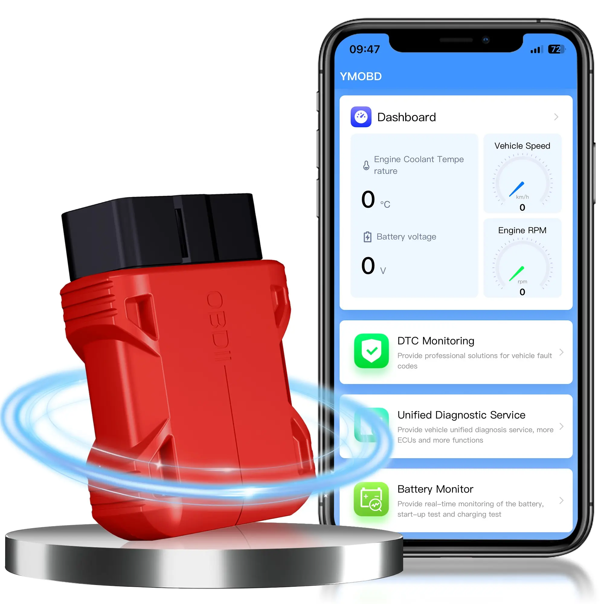 Wireless Obd2 Scanner for iOS and Android, Car Diagnostic Tool, Bluetooth-compatible Connection, Fault Code Reader, Vehicle Trouble Codes
