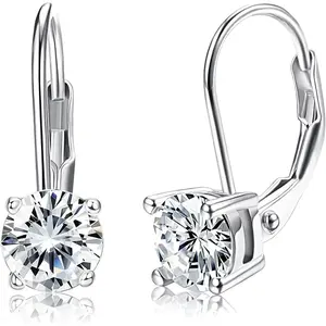 Earrings, hypoallergenic earrings, 6MM round cut cubic zirconia earrings for women