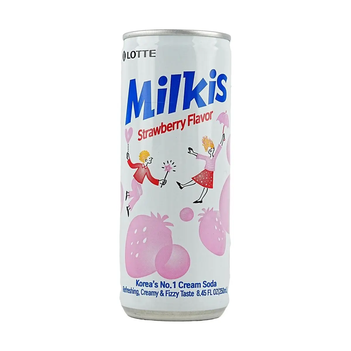 LOTTE Milkis Strawberry Soda Drink 250ml - Zero Fat Korean Carbonated Beverage, Pack of 12
