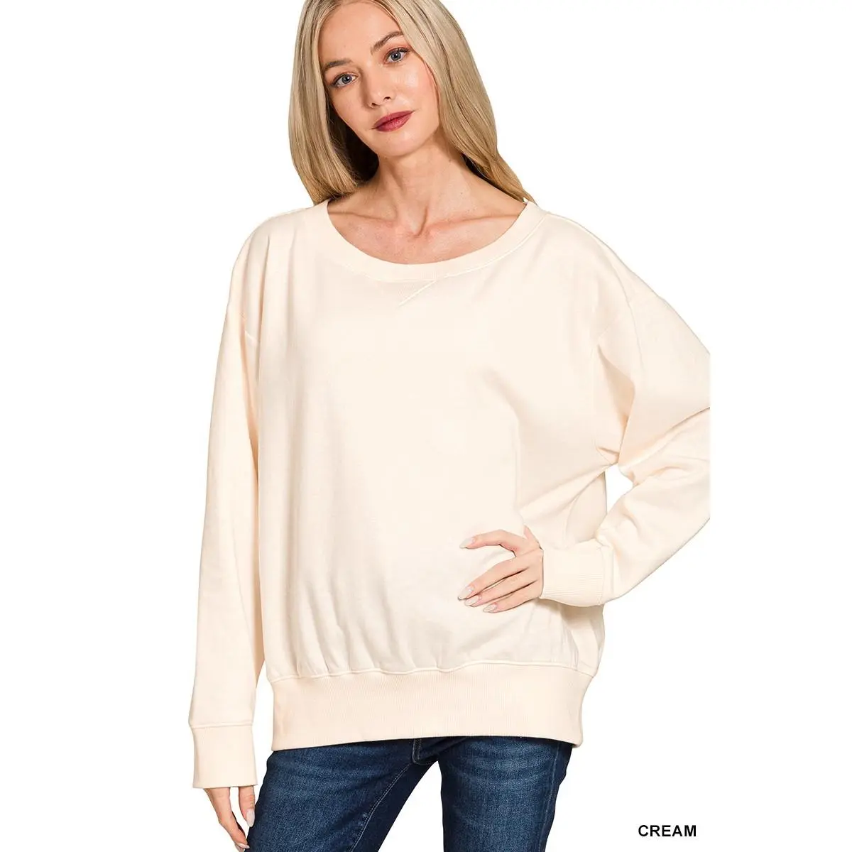 Zenana Fleece Boat Neck Sweatshirt