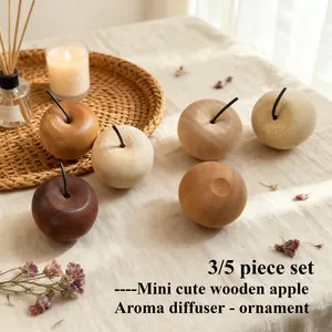 3/5 set – available in multiple colors, natural wooden apple-shaped essential oil diffuser, suitable for vehicle and home decor, non-flammable, no batteries required, long-lasting evaporation of essential oils. Elegant gift for various occasions and holid
