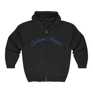 Fallen Angels script, Phoenix Rising Flame back zip hoodie | Full Zip Hoodie