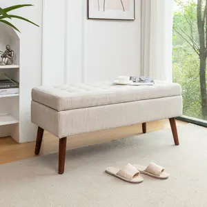 ARCH Storage Bench with Storage Bench for Bedroom End of Bed Bench Foot of Bed Bench Entryway Bench Storage Ottoman Bench 43.7" W x 18.1" D Off White Bench   WL