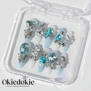 Okiedokie BLUE CORAL Collections Handmade Press On Nails 10PCS