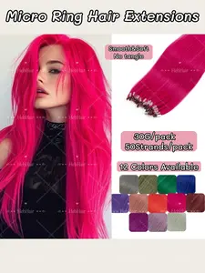 50pcs Micro Loop Hair Extensions, Colorful Natural Straight Real Human Hair, Easy Install No Glue, Ideal for Women, Festival, Halloween, Y2K Style