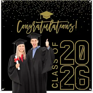2D Flat Banner for 2026 Graduation Party, Large Booth Support, No Power Needed, Photo Background Decorations