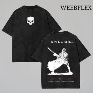 Vintage Helldivers 2 Oversized Tee, Washed Heavy Cotton Unisex Shirt, Gamer Streetwear Fashion, Fan Gift Outfit