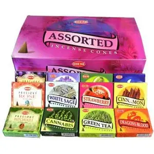 Variety Pack Hem Incense Cones with Display Box (48 Boxes Of 10 Cones)