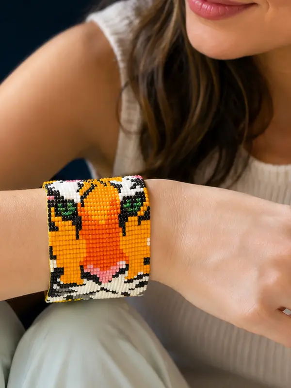 Handmade Czech Seed Bead Bracelet - Nature Collection, Unisex, Adjustable Size, Animal Themes (Hummingbird, Owl, Bird, Fish Designs), High-Quality Fashionable Bangle, Everyday Wear Inspirational Costume Jewelry