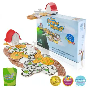 How Brave is Mave? The first family game that builds off the edge of a table! Meet Mave, our brave goat. Place building cards to create a path for Mave - but watch out... the farther Mave wanders, the more rickety the path becomes! Don't let Mave fall!