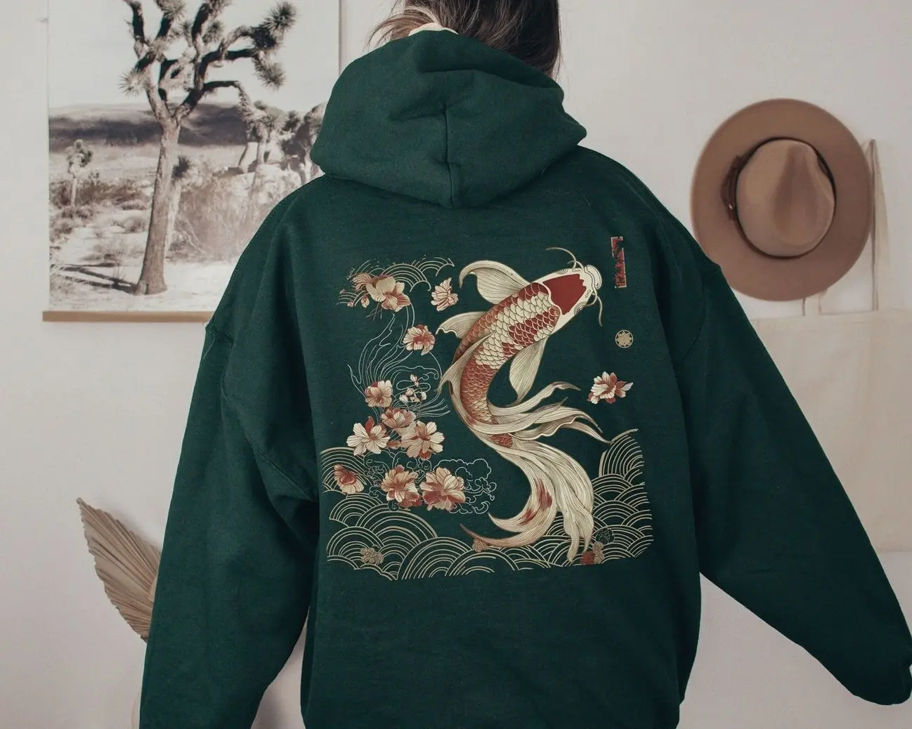 Cozy Vintage Japanese Koi Fish Hoodie