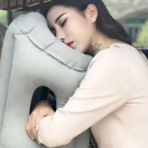 Upgraded inflatable travel mattress for sleeping, made of high-quality suede material that comfortably supports the head, neck, and waist, preventing neck and shoulder strain. The neck pillow comes with a portable drawstring bag,