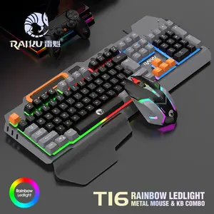 Wireless Metal Gaming Keyboard Mouse Set, LED Backlit Keyboards, 104 Keys Computer Keyboard, 7-Color RGB Mouse, High Performance
