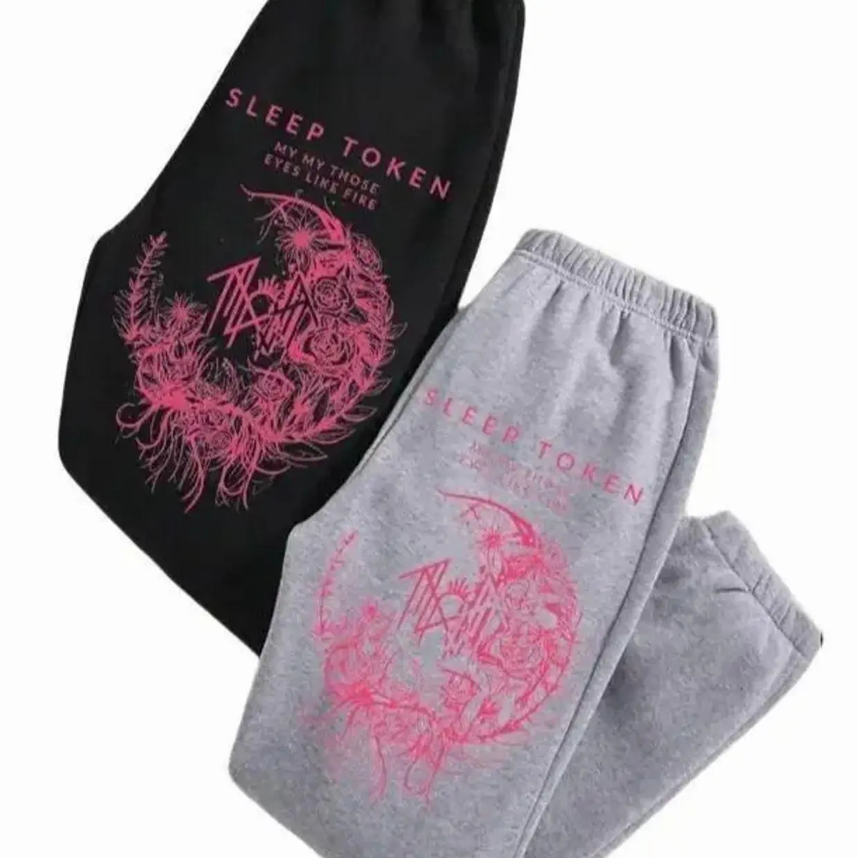 Sleep To.ken Those Eyes Like Fire Pink Sweatpants, Metal Music Jogger Pants For Fans, Sleep To.ken Tour Unisex Streetwear Joggers, Casual Pants, All Seasons