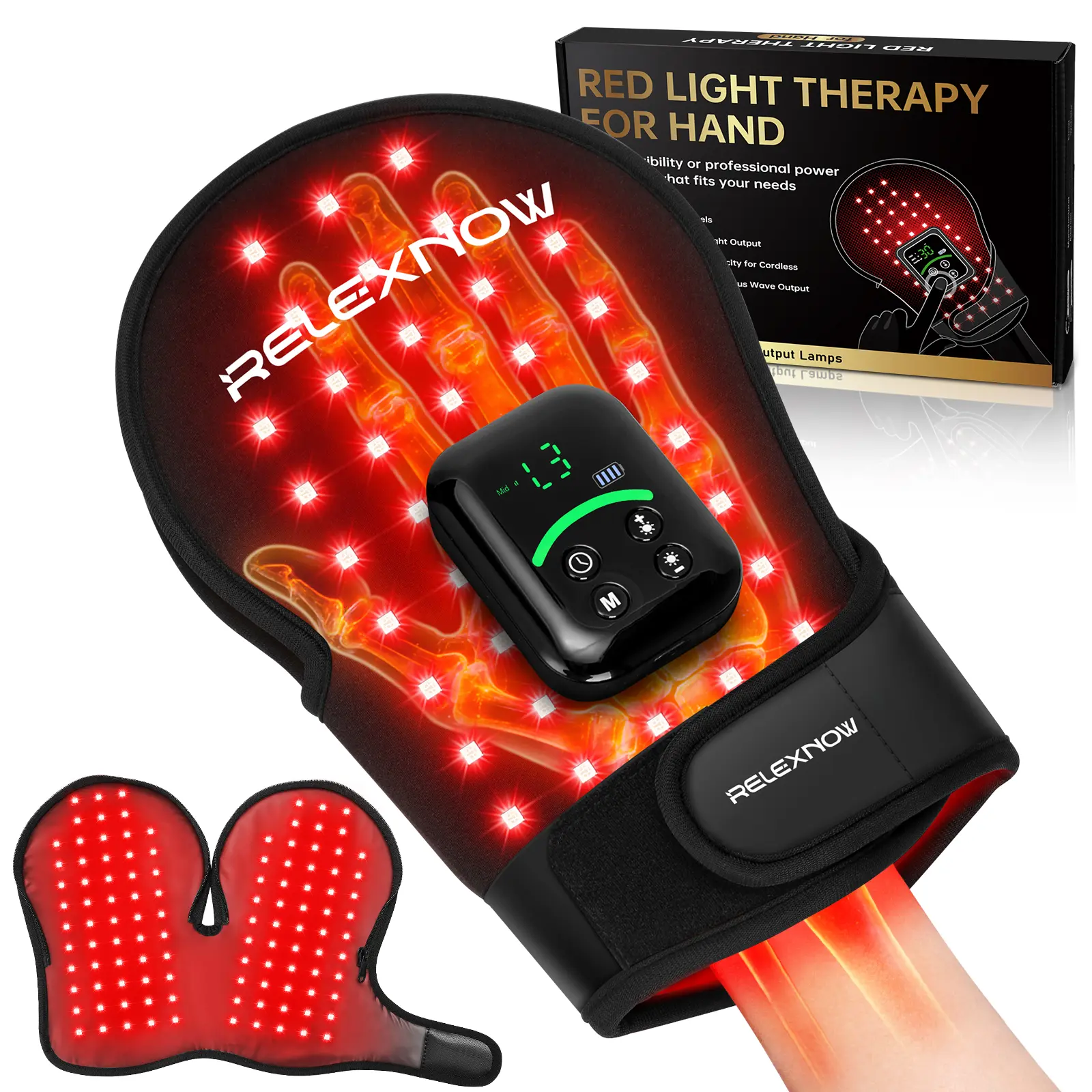 Cordless Red Light Therapy for Hands, Upgraded 5 Modes Infrared Light Therapy Glove for Finger Wrist, 5000mAh Controller Dual-Sided 112 LEDs Near Infrared Wrap, Timer & Pulse Modes, 660nm & 850nm Light Therapy Device for Wellness, Relaxation & Comfort
