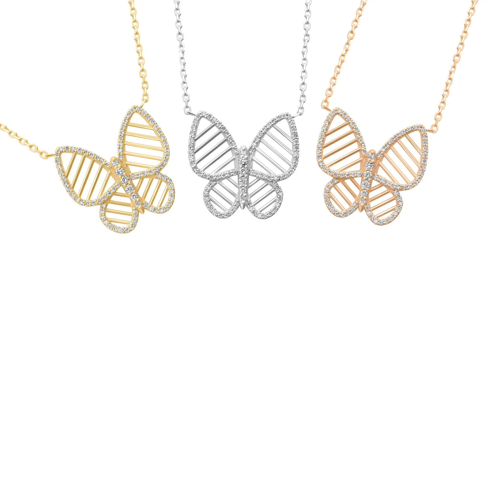 14k Diamond Butterfly Pendant Necklace