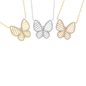 14k Diamond Butterfly Pendant Necklace