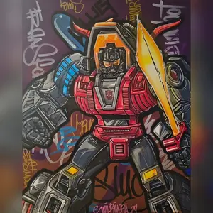 Dinobot Rendition - Acrylic on Canvas, Original Product Title, High-Quality Artwork wall  art
