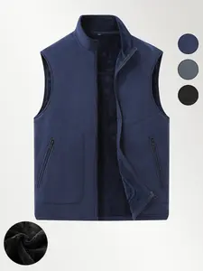 Thickened Fleece Vest with Stand Collar, Warm Sleeveless Casual Jacket, Sleeveless Waistcoat and Gilet for Winter, Stylish Outerwear for Everyday Use